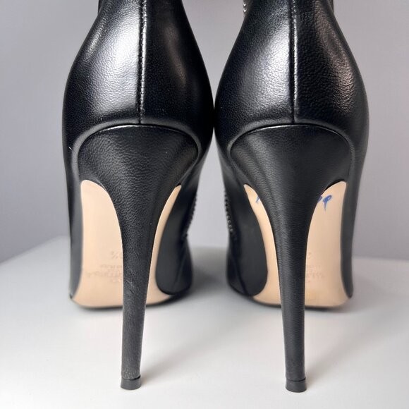 VALENTINO GARAVANI Bow over the knee Black Leather High Heel  Boots 38.5 NWOT - Picture 2 of 9